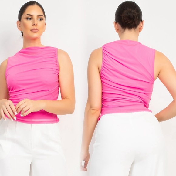 Hot pink mesh top - Picture 5 of 6